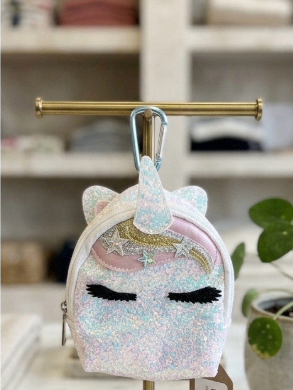 Unbranded Girls Glitter Unicorn Mini Bag Charm - Pastel Pink & Blue